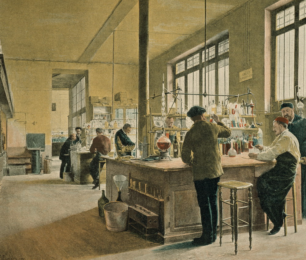  M. Gueldry "Painting of Municipal Chemistry Lab", Paris, 1887