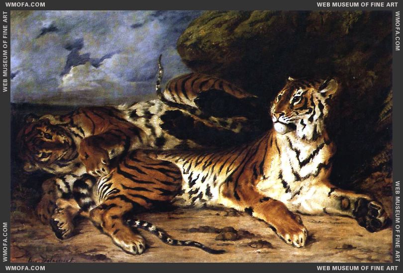 Eugene Delacroix A_Young_Tiger_Playing_with_its_Mother_1830