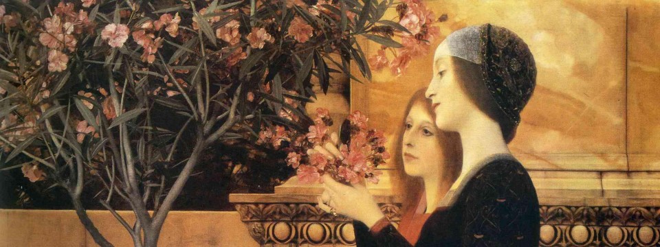 Gustav Klimt Two Girls with Oleander Painting.