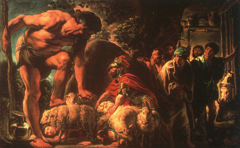 Одиссей в пещере у Полифема. Картина Я. Иорданса. 1630-е годы