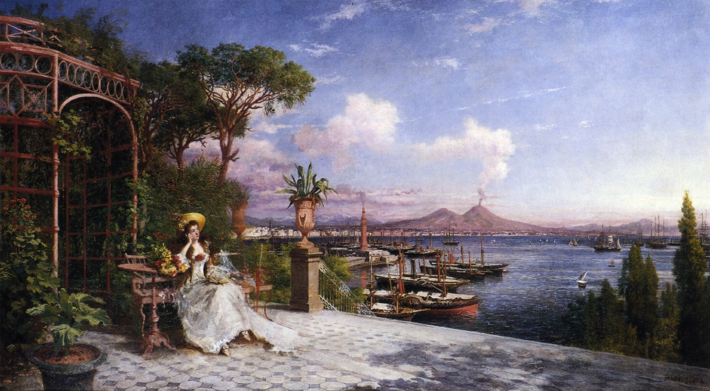 Sea Giuseppe Castiglione (1829 - 1908) Lost in Reverie by The Bay of Naples