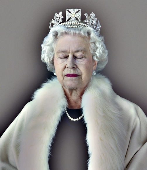Портрет Королевы Елизаветы II, озаглавленный как"легкость бытия", 2004,Крис Левин