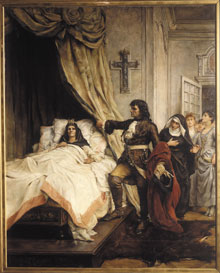 Мадам де Ментенон на одре болезни принимает российского самодержца Петра I в Сен-Сире, где она создала первый в мире институт благородных девиц
