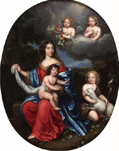 Мадам де Ментенон в окружении своих воспитанников, детей короля Людовика XIV и мадам де Монтеспан. Портрет работы Пьера Миньяра.