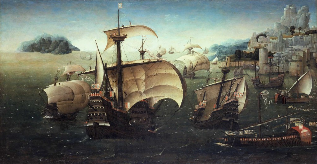 Португальская каракка у скалистого берега, (1540). Анонимный художник из окружения фламандского живописца Иоахима Патинира. National Maritime Museum, Greenwich, London