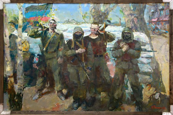 картины неизвестного художника - зарисовки о войне на Донбассе.