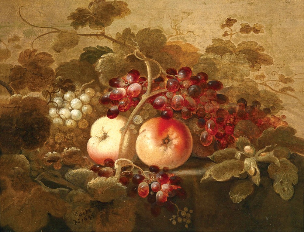 Коетс Роелоф старший, Натюрморт с яблоками, виноградом и фундуком