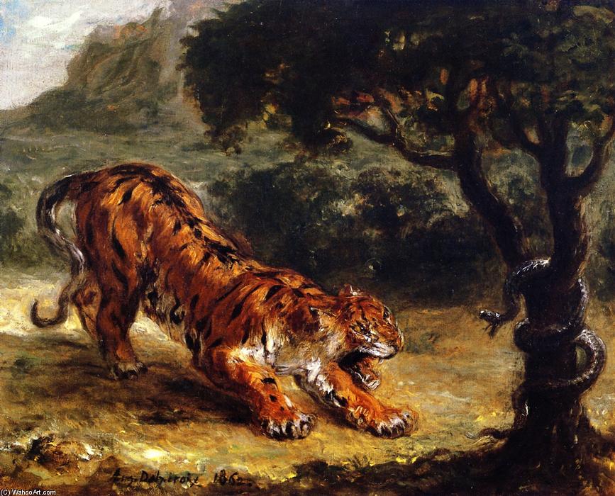 Eugène Delacroix Тигр Рычание В Змея