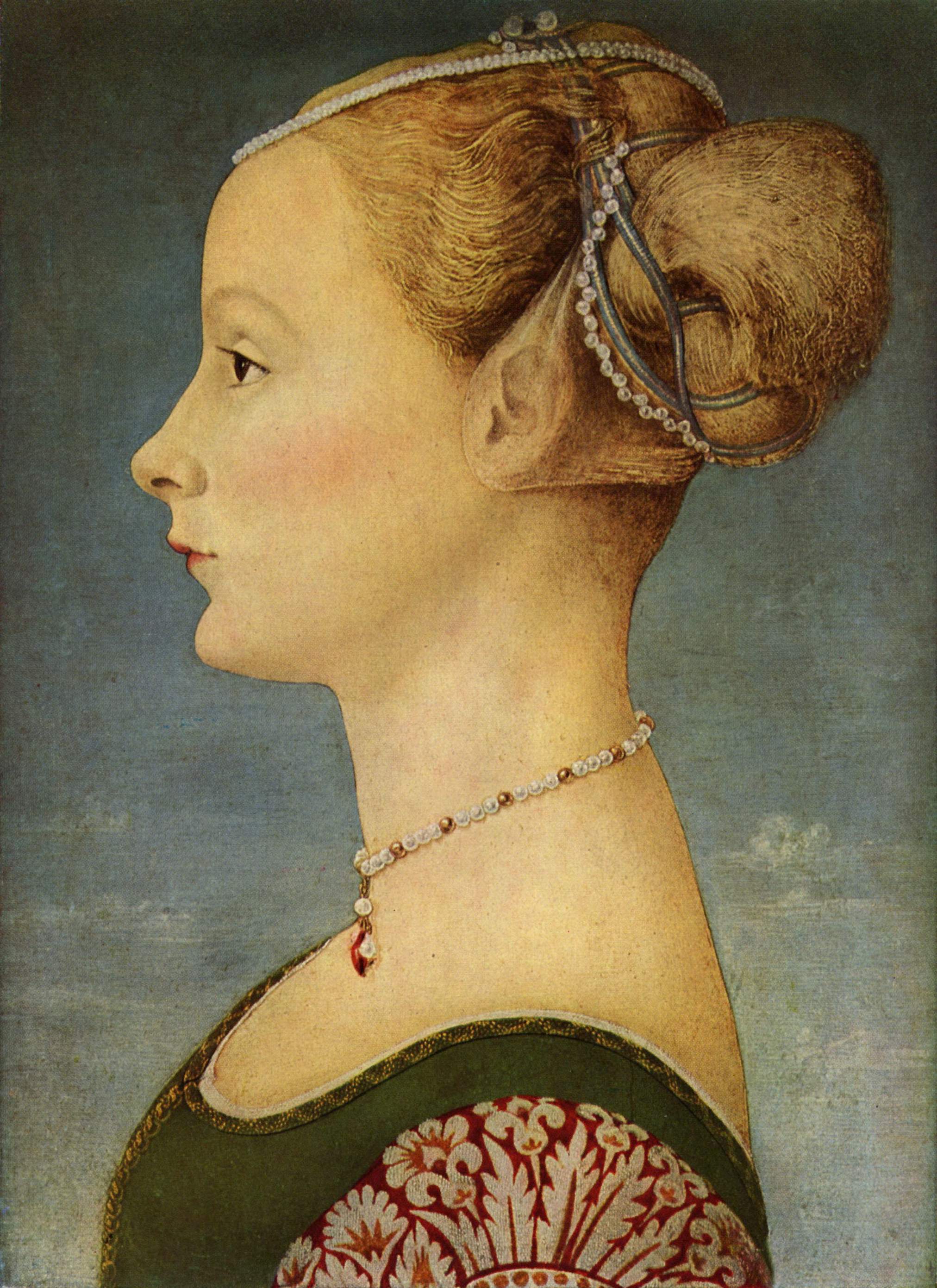 Антонио дель Поллайоло ( Антонио ди Якопо Бенчи ). Портрет девушки. 1467-1470.   Музей   Польди-Пецциоли. Милан. Италия