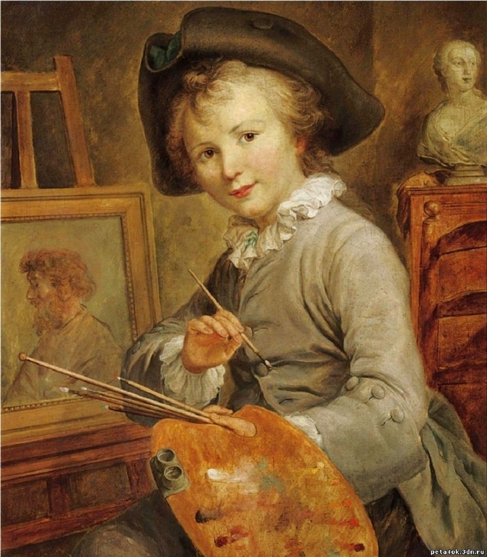 Francois Hubert Drouais (1727-1775) Portrait of a Young Boy as an Artist.